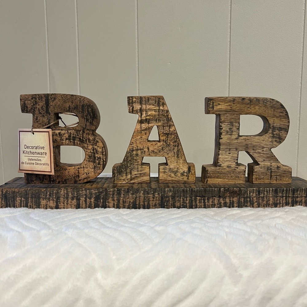 Rustic Brown Solid Wood Decorative BAR Sign